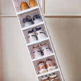 6-Tier Stackable Shoe Storage Box Set, featuring easy-access front-opening waterproof transparent plastic storage bins with no assembly required - perfect for closets and entryways.