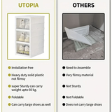 6-Tier Stackable Shoe Storage Box Set, featuring easy-access front-opening waterproof transparent plastic storage bins with no assembly required - perfect for closets and entryways.