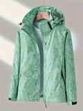 Plus Size Women'S Jacket Spring Autumn Outdoor Coat Detachable Hood Jacket - Black - Size S(AU S/EU46)