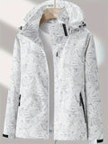 Plus Size Women'S Jacket Spring Autumn Outdoor Coat Detachable Hood Jacket - Green - Size L(AU L/EU50)