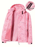 Plus Size Women'S Jacket Spring Autumn Outdoor Coat Detachable Hood Jacket - Red - Size L(AU L/EU50)