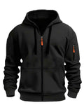 Unisex Hoodie Zip-Up Hoodie Autumn Winter Jacket Fleece Jacket Outdoor Training - Black - Size XL(AU XL/EU52) In Australia - Darrahopens