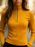 Women'S Turtleneck Top Black High Neck Top Slim Fit Knitwear Winter Layering - Apricot - Size XL(AU XL/EU52)