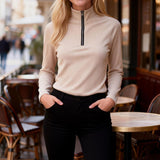 Women'S Turtleneck Top Black High Neck Top Slim Fit Knitwear Winter Layering - Apricot - Size XL(AU XL/EU52)