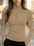 Women'S Turtleneck Top Black High Neck Top Slim Fit Knitwear Winter Layering - Coffee - Size M(AU M/EU48) In Australia - Darrahopens