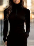 Women'S Turtleneck Top Black High Neck Top Slim Fit Knitwear Winter Layering - Grayish green - Size 2XL(AU 2XL/EU54)