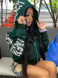 Y2k Hoodie Gothic Streetwear Women'S Zip-Up Jacket Letter Print Hoodie - Gray - Size M(AU M/EU48) In Australia - Darrahopens
