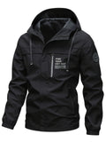 Men'S Hooded Windbreaker Lightweight Windbreaker Casual Jacket With Pockets - Khaki - Size 3XL(AU 3XL/EU56)