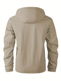 Men'S Hooded Windbreaker Lightweight Windbreaker Casual Jacket With Pockets - Khaki - Size XL(AU XL/EU52)