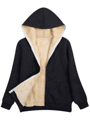 Fleece-Lined Hooded Jacket Women'S Winter Jacket Autumn Winter Coat Hooded - Black - Size XL(AU XL/EU52) In Australia - Darrahopens