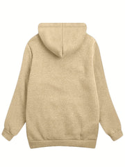 Fleece-Lined Hooded Jacket Women'S Winter Jacket Autumn Winter Coat Hooded - Black - Size XL(AU XL/EU52)