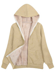 Fleece-Lined Hooded Jacket Women'S Winter Jacket Autumn Winter Coat Hooded - Khaki - Size M(AU M/EU48) In Australia - Darrahopens