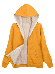 Fleece-Lined Hooded Jacket Women'S Winter Jacket Autumn Winter Coat Hooded - Yellow - Size 2XL(AU 2XL/EU54) In Australia - Darrahopens