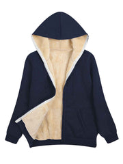 Fleece-Lined Hooded Jacket Women'S Winter Jacket Autumn Winter Coat Hooded - Royal Blue - Size XL(AU XL/EU52) In Australia - Darrahopens