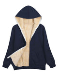 Fleece-Lined Hooded Jacket Women'S Winter Jacket Autumn Winter Coat Hooded - Royal Blue - Size XL(AU XL/EU52) In Australia - Darrahopens