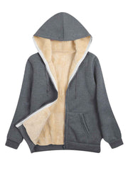 Fleece-Lined Hooded Jacket Women'S Winter Jacket Autumn Winter Coat Hooded - Dark Gray - Size M(AU M/EU48) In Australia - Darrahopens