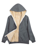 Fleece-Lined Hooded Jacket Women'S Winter Jacket Autumn Winter Coat Hooded - Dark Gray - Size M(AU M/EU48) In Australia - Darrahopens
