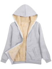 Fleece-Lined Hooded Jacket Women'S Winter Jacket Autumn Winter Coat Hooded - Light Gray - Size S(AU S/EU46) In Australia - Darrahopens