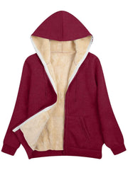 Fleece-Lined Hooded Jacket Women'S Winter Jacket Autumn Winter Coat Hooded - Burgundy - Size XL(AU XL/EU52) In Australia - Darrahopens
