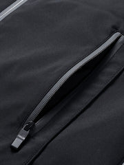 Men'S Hooded Jacket Outdoor Sport Jacket Lightweight Windbreaker Zip Pocket - Black - Size L(AU L/EU50)