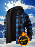 Plaid Hooded Jacket with Velvet Lining - Green - Size 3XL(AU 3XL/EU56) In Australia - Darrahopens