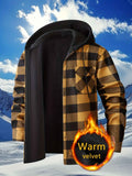 Plaid Hooded Jacket with Velvet Lining - Green - Size 3XL(AU 3XL/EU56) In Australia - Darrahopens
