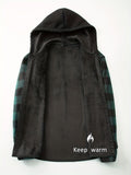 Plaid Hooded Jacket with Velvet Lining - Green - Size L(AU L/EU50)