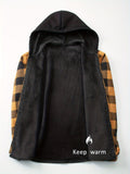 Plaid Hooded Jacket with Velvet Lining - Green - Size XL(AU XL/EU52)
