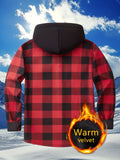 Plaid Hooded Jacket with Velvet Lining - Yellow - Size M(AU M/EU48)