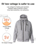 Heated Hoodie Electric Heating Hoodie Smart Heated Sweatshirt 23 Zone Heating - Gray - Size L(AU L/EU50)