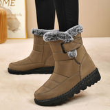Women's Faux-Fur Trimmed Snow Boots - Coffee - Size 8(AU8/EU36)