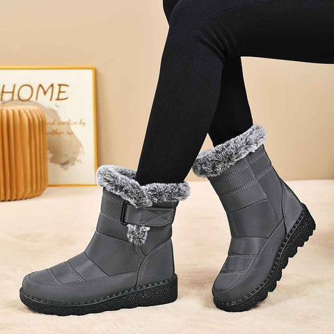 Women's Faux-Fur Trimmed Snow Boots - Gray - Size 10(AU10/EU38)