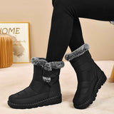 Women's Faux-Fur Trimmed Snow Boots - Red - Size 8(AU8/EU36)