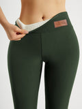 Solid Color Thickened Casual Sports Leggings - Black - Size 12(AU12/EU40)