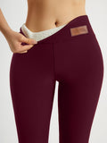 Solid Color Thickened Casual Sports Leggings - Black - Size 12(AU12/EU40)