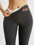 Solid Color Thickened Casual Sports Leggings - Black - Size 14(AU14/EU42)