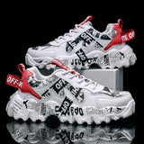 Women's Fashionable Graphic-Print Chunky Sneakers - Red - Size 12(AU12/EU43) In Australia - Darrahopens