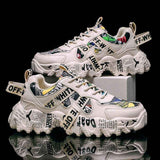 Women's Fashionable Graphic-Print Chunky Sneakers - White - Size 5(AU5/EU36) In Australia - Darrahopens