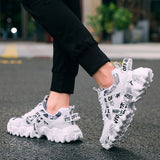 Women's Fashionable Graphic-Print Chunky Sneakers - White - Size 7(AU7/EU38)