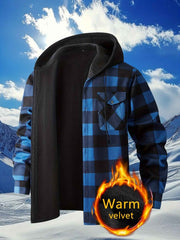 Plaid Hooded Jacket with Velvet Lining - Red - Size S(AU S/EU46) In Australia - Darrahopens
