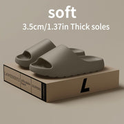 Unisex Soft Thick-Sole Slippers – 3.5cm Cushioned Comfort - White - Size 12(AU12/EU43)