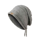 1PCS women's and men's new autumn and winter sheep wool material pure color knitted stackable hat drawstring adjustable cap hoodless hat warm hat cold hat wheat ear embroidery fashionable and versatile model - Coffee - Size XL(AU XL/EU52)