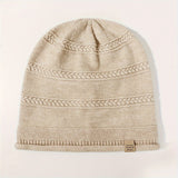 1PCS women's and men's new autumn and winter sheep wool material pure color knitted stackable hat drawstring adjustable cap hoodless hat warm hat cold hat wheat ear embroidery fashionable and versatile model - 浅灰（Light gray） - Size XL(AU XL/EU52)