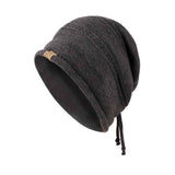 1PCS women's and men's new autumn and winter sheep wool material pure color knitted stackable hat drawstring adjustable cap hoodless hat warm hat cold hat wheat ear embroidery fashionable and versatile model - Gray - Size XL(AU XL/EU52)
