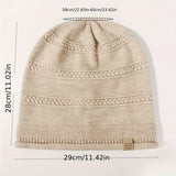 1PCS women's and men's new autumn and winter sheep wool material pure color knitted stackable hat drawstring adjustable cap hoodless hat warm hat cold hat wheat ear embroidery fashionable and versatile model - White - Size XL(AU XL/EU52)