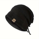 1PCS women's and men's new autumn and winter sheep wool material pure color knitted stackable hat drawstring adjustable cap hoodless hat warm hat cold hat wheat ear embroidery fashionable and versatile model - White - Size XL(AU XL/EU52)