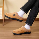 Men's Suede Slippers with Fleece Trim - Black - Size 11(AU11/EU44) In Australia - Darrahopens