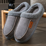 Men's Suede Slippers with Fleece Trim - Brown - Size 13(AU13/EU46)