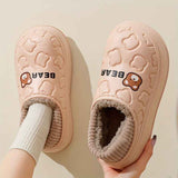 Women's Bear-Patterned Thick Sole Cotton Slippers - White - Size 6(AU6/EU37) In Australia - Darrahopens
