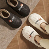 Women's Bear-Patterned Thick Sole Cotton Slippers - White - Size 9(AU9/EU40)